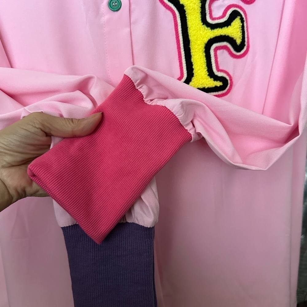 Pink Long Sleeves Initial “F” Costume Casual Summer Medium Top BNWOT - Picture 3 of 5